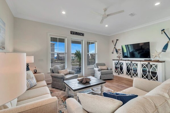 Stunning living room with a gorgeous view.