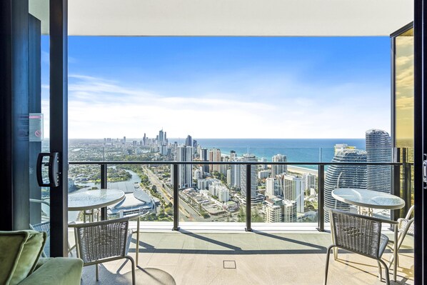 Spacious balcony with panoramic views of the Gold Coast 