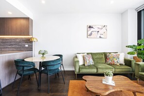 Dining area is right next to the living area