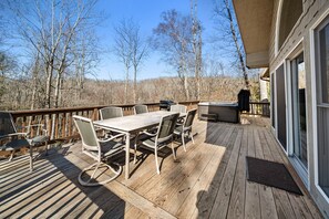 Large Deck Overlooks Wooded View