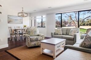 Living Room with 50 inch Smart TV and pull-out queen (memory foam) sofa bed