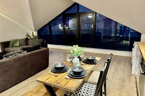 Kitchen has all essential items including pots and pans, glasses, mugs, cooking utensils, salt and pepper dispenser. Washing machine, dishwasher and dryer are also in the property. 