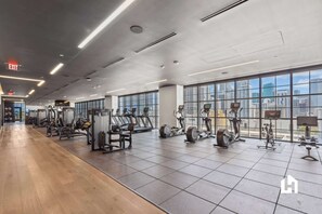 The spacious fitness center is well-equipped.