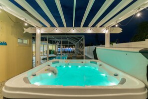 Let the stress melt away in our soothing hot tub, the perfect place to relax and recharge.