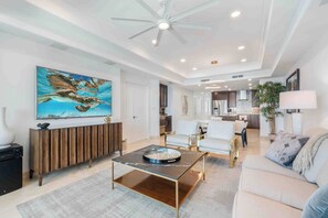 This penthouse unit provides all the comforts of home with designer decor and luxury finishes. 