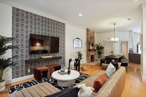 Open-concept living and dining spaces