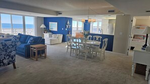 Open concept living, dining & kitchen new LVP flooring installed