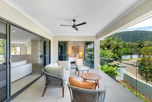 Sip your morning coffee or evening wine while soaking in the serene mountain views from this peaceful balcony.
