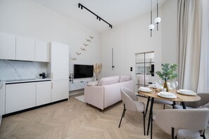 Kitchen, Dining and Living Area | Book Now with RENTUJEMY.COM