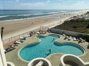 Direct oceanfront beach and pool views