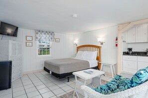 Living area and bed