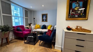 Open plan kitchen, dining room and living room