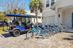 Golf cart and bikes for Emerald Daze