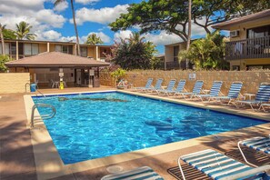 Lounge at the complex pool