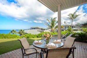Enjoy a meal al fresco while taking in views of the Pacific