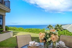 Enjoy a meal al fresco while taking in views of the Pacific