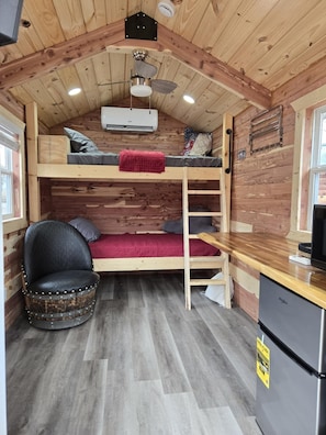 Indoors, Hardwood, Stained Wood, Ceiling Fan, Architecture