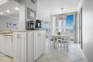 Dine with a view! This direct oceanfront dining room has seating for four