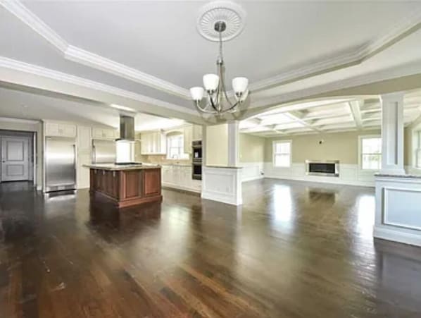 Kitchen to the left, family room to the right