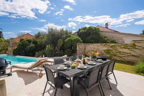 Luxury Beachfront Villa Manera Bol for 12 persons with heated pool on promenade Zlatni Rat by the pebble beach