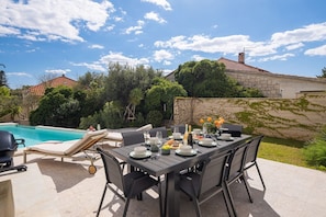 Luxury Beachfront Villa Manera Bol for 12 persons with heated pool on promenade Zlatni Rat by the pebble beach