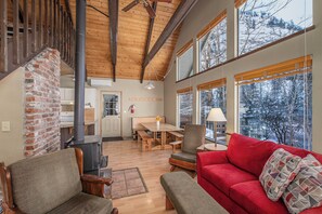 Picture windows showcase the majestic mountain views