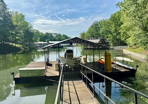 Cover Boatslip, Dock w/Paddle Boat, Large Floating Mat, 2 Paddleboards & Kayak