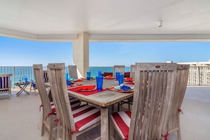 Gather with the family on the extra spacious balcony with enough room for everyone