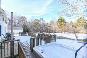 Soak the day away in the hot tub or rinse off the summer sand at the outdoor shower