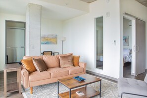 Comfortable living room with private balcony