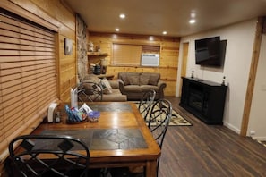 Dining and living room areas.