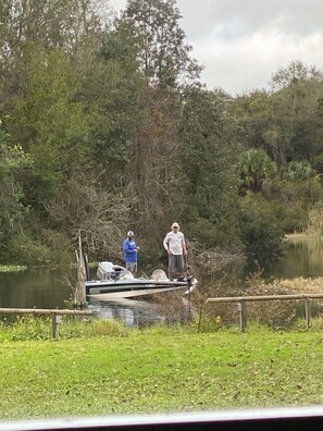 We look forward to seeing your boat and fishing poles.  This is steps from your front door; yes, there is a private boat ramp and dock for your use!