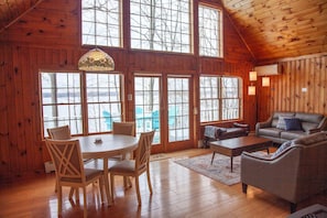 Cozy up with a movie or enjoy board games in this inviting space.