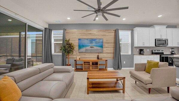 Living room with smart TV and high speed internet