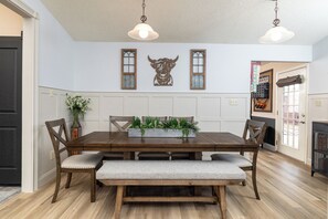 Dining area with plenty of seating for the whole family