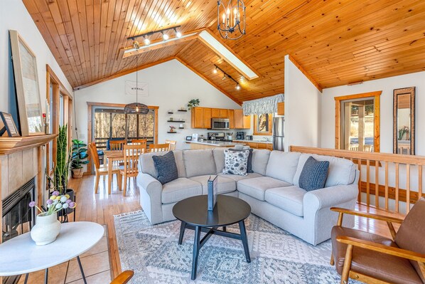 Relax with friends and family around the cozy fireplace