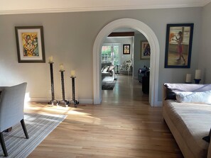 Dining Room with daybed under window for lounging 