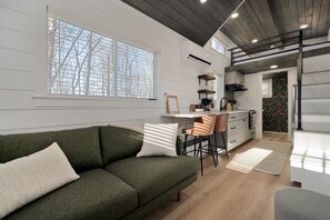 view of living space and kitchenette
