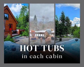 Among the many amenities offered, each home comes with its own private outdoor hot tub, a great way to relax after a day exploring the great outdoors!