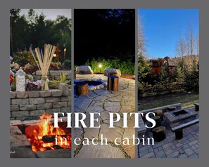 In addition to the hot tubs, each cabin comes with its own firepit. S'mores and star gazing have never looked better!