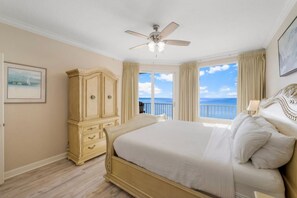 Wake up to sparkling Gulf views from the comfort of your king-size bed in this stunning beachfront master suite.