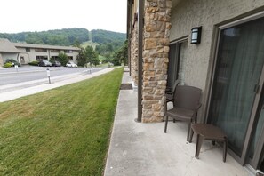 A private patio space, perfect for enjoying the fresh mountain air.
