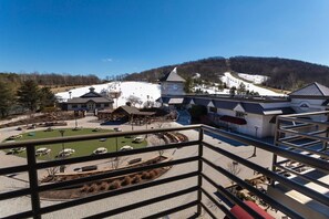 Wake up to stunning mountain views and a front-row seat to the slopes from your private balcony.