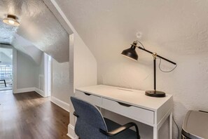 Desk #2 in kitchen and hallway to bathroom and den.