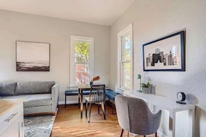 Fully functional living space for working, eating, and relaxing