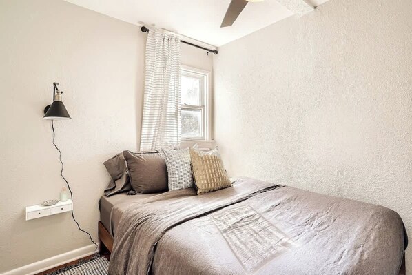 Cozy bedroom and a queen sized bed is just where you deserve to be after a long day