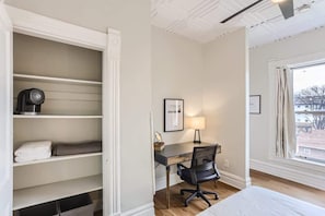 Desk space provides additional ease and comfort when working remotely