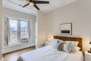 The comfortable queen sized bed is just the place you deserve to be after a long day