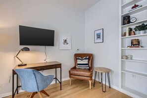 Built-in storage preserves the historic nature of this unit