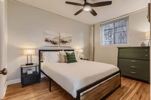 Plenty of storage in the dresser and a queen sized bed